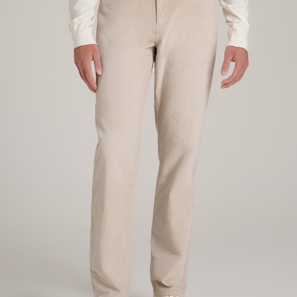 American Tall STRAIGHT-LEG Stretch Corduroy Pants for Tall Men in Drywall Tan Si - Picture 1 of 3